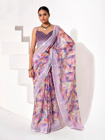 Ideal Purple Color Cotton Fabric Casual Saree