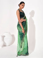 Ideal Green Color Georgette Fabric Casual Saree