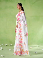 Ideal White Color Cotton Fabric Casual Saree