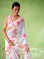 Ideal White Color Cotton Fabric Casual Saree