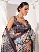 Ideal Grey Color Silk Fabric Casual Saree