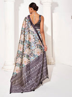Ideal Grey Color Silk Fabric Casual Saree