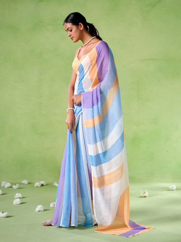 Ideal Multi Color Cotton Fabric Casual Saree