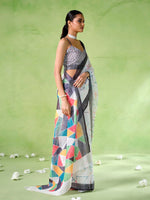 Ideal White Color Cotton Fabric Casual Saree