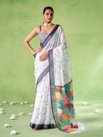 Ideal White Color Cotton Fabric Casual Saree