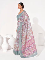 Ideal Grey Color Cotton Fabric Casual Saree