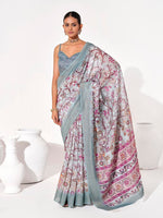 Ideal Grey Color Cotton Fabric Casual Saree