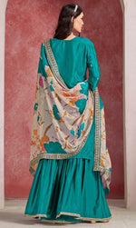 Divine Turquoise Color Chinon Fabric Plazzo Suit