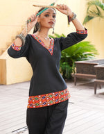 Beautiful Black Color Cotton Fabric Top With Bottom
