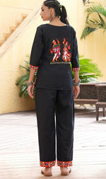 Beautiful Black Color Cotton Fabric Top With Bottom