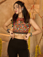 Beautiful Black Color Ribbed Fabric Top With Bottom