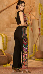 Beautiful Black Color Ribbed Fabric Top With Bottom