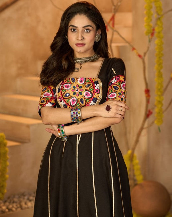 Beautiful Black Color Cotton Fabric Top With Bottom