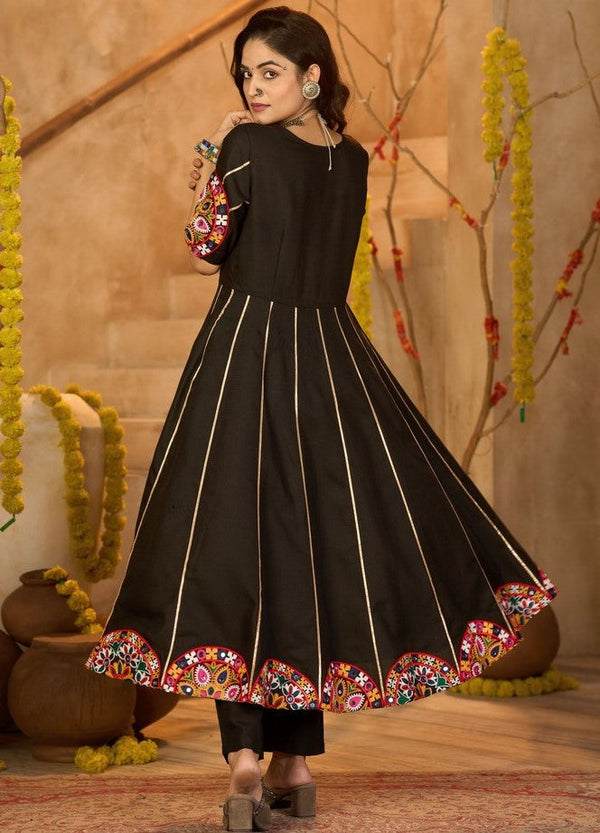 Beautiful Black Color Cotton Fabric Top With Bottom