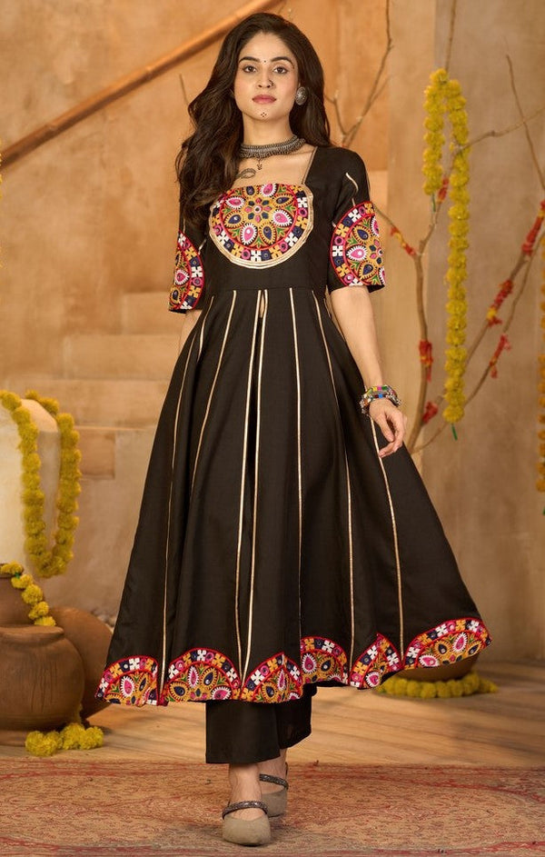 Beautiful Black Color Cotton Fabric Top With Bottom