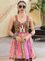 Dazzling Multi Color Crepe Fabric Designer Short Kurti