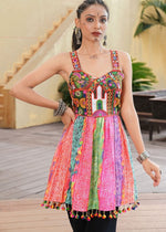 Dazzling Multi Color Crepe Fabric Designer Short Kurti