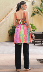 Dazzling Multi Color Crepe Fabric Designer Short Kurti