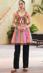 Dazzling Multi Color Crepe Fabric Designer Short Kurti