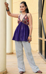 Dazzling Purple Color Georgette Fabric Designer Short Kurti