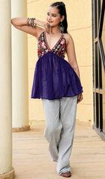 Dazzling Purple Color Georgette Fabric Designer Short Kurti