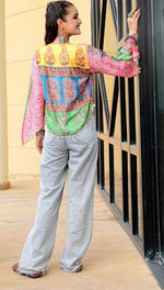 Dazzling Multi Color Chinon Fabric Designer Short Kurti
