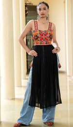 Dazzling Black Color Georgette Fabric Designer Kurti