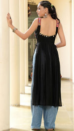 Dazzling Black Color Georgette Fabric Designer Kurti