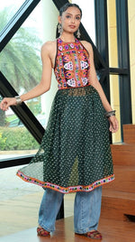 Dazzling Green Color Georgette Fabric Designer Kurti
