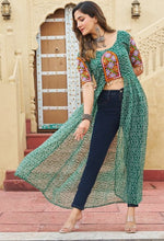 Amazing Green Color Georgette Fabric Designer Kurti