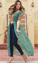 Amazing Green Color Georgette Fabric Designer Kurti