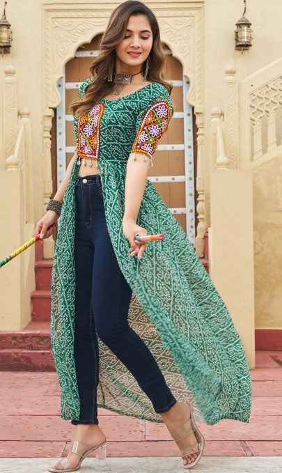 Amazing Green Color Georgette Fabric Designer Kurti