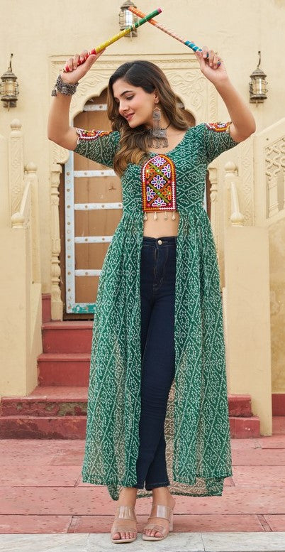 Amazing Green Color Georgette Fabric Designer Kurti
