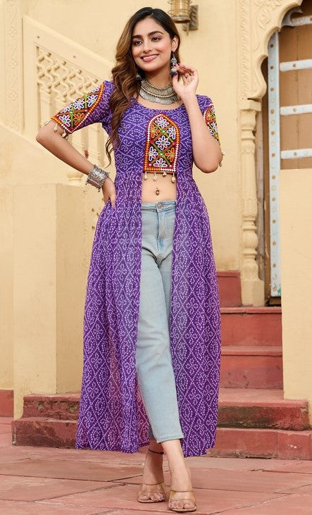 Amazing Purple Color Georgette Fabric Designer Kurti