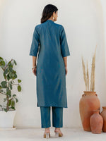 Amazing Teal Color Shimmer Fabric Designer Suit