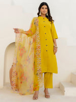 Amazing Yellow Color Shimmer Fabric Designer Suit