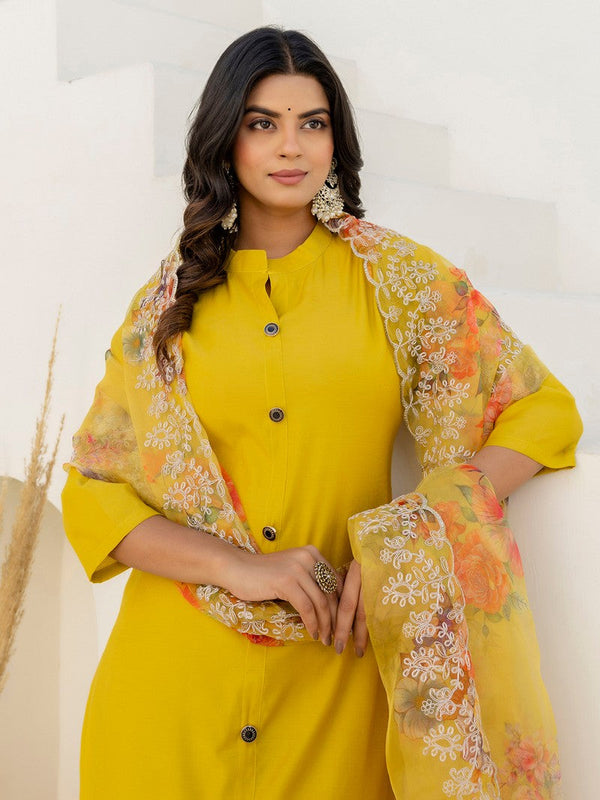 Amazing Yellow Color Shimmer Fabric Designer Suit
