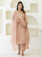 Amazing Peach Color Chanderi Fabric Designer Suit