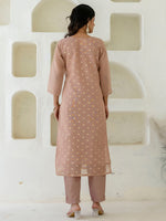 Amazing Peach Color Chanderi Fabric Designer Suit