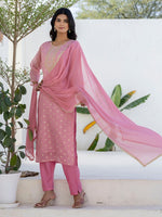 Amazing Pink Color Chanderi Fabric Designer Suit