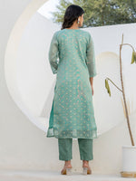 Amazing Aqua Color Chanderi Fabric Designer Suit