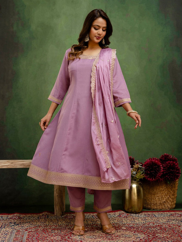 Amazing Purple Color Viscose Fabric Designer Suit