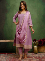 Amazing Purple Color Viscose Fabric Designer Suit