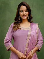 Amazing Purple Color Viscose Fabric Designer Suit