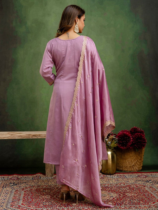 Amazing Purple Color Viscose Fabric Designer Suit