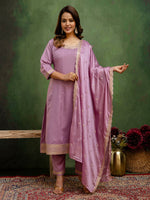 Amazing Purple Color Viscose Fabric Designer Suit