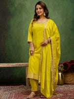 Amazing Green Color Viscose Fabric Designer Suit