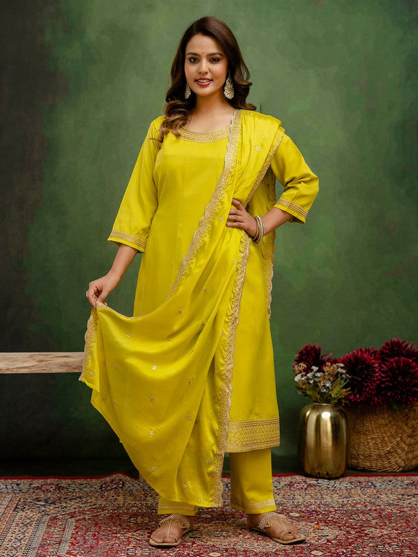 Amazing Green Color Viscose Fabric Designer Suit