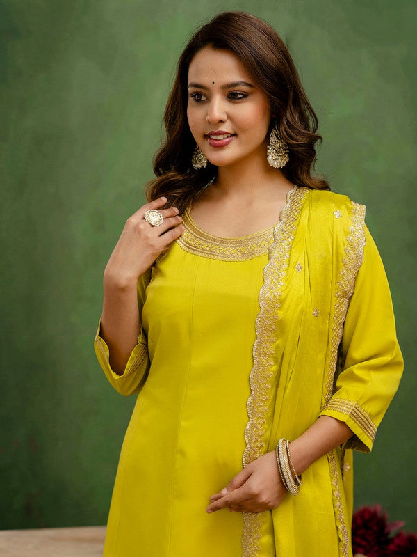 Amazing Green Color Viscose Fabric Designer Suit