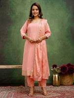 Amazing Peach Color Viscose Fabric Designer Suit